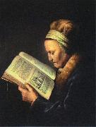 Gerrit Dou Portrait of an old woman reading Sweden oil painting artist
